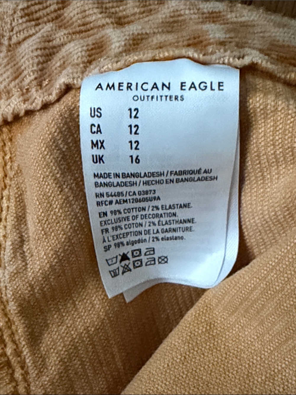 American Eagle Outfitters mustard wash corduroy shorts 12 - Picture 6 of 10
